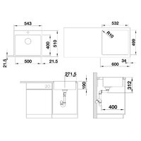 Blanco Subline 500-IF/A Steelframe Silgranit белый клапан автомат (524112) Image #2