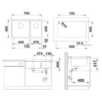 Blanco Subline 430/270-U Silgranit чёрный (525991) Image #2
